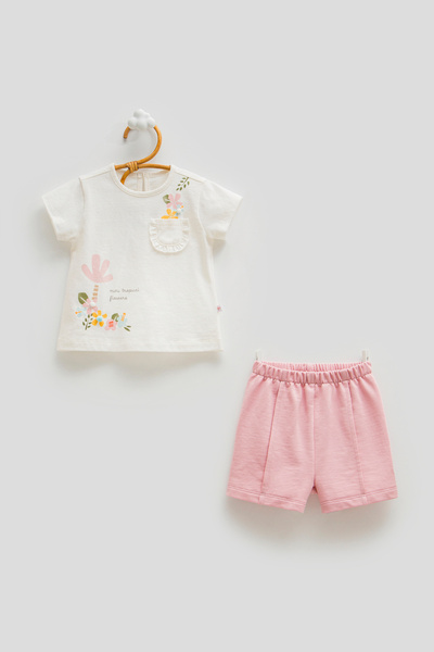 Caramell 100% Cotton Baby Girl Summer Top and Bottom Set Mini Tropical Print
