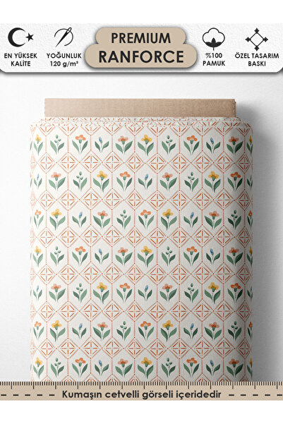 FabricsTown %100 Pamuk Ranforce Kumaş 100x240 cm 120 g/m² Dijital Baskı Premi...