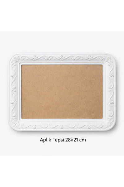 Eymen Hobi Boyanabilir Aplik Tepsi 28x21 cm Plastik Çerçeveli Ahşap Tepsi Hob...