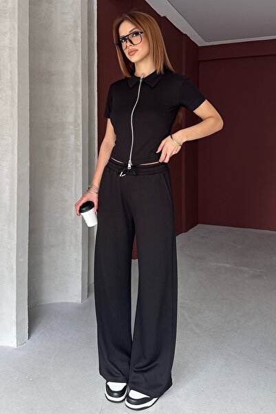 Rabi Shine Women's Modal Fabric Double Zippered Top and Bottom Set