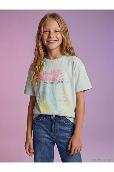 LC Waikiki cu imprimeu Tricou pentru fete, pachet de 2