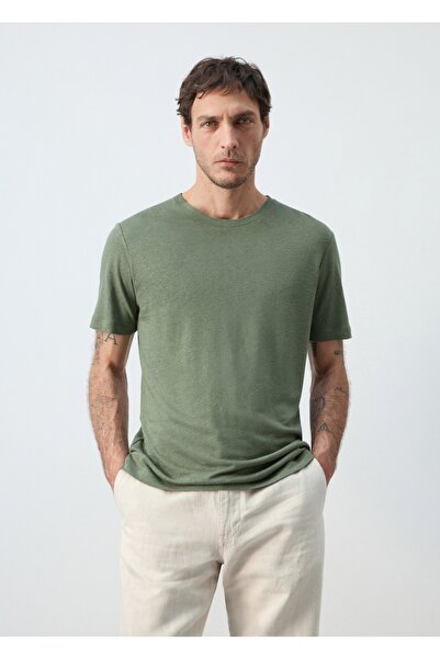 MANGO Man Slim fit keten tişört