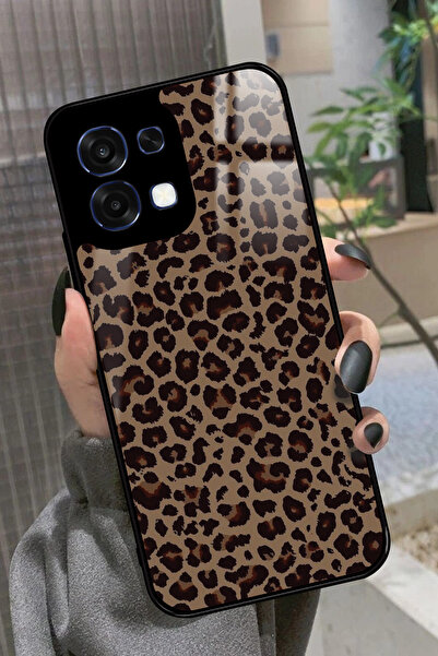 OPPO A6 Pro Uyumlu Kahverengi Leopar Tasarımlı Glossy Premium Kılıf