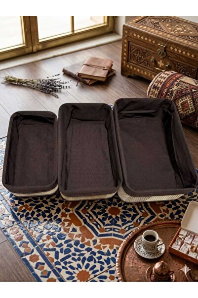 Home Bambus set trostrukih korpa od pruća, višenamenski organizator, pravouga...