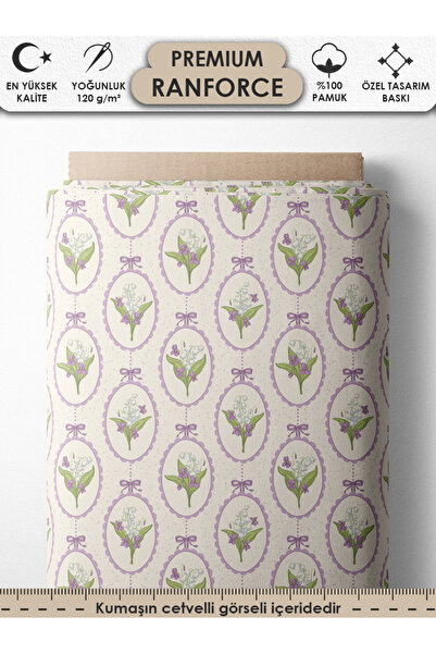 FabricsTown %100 Pamuk Ranforce Kumaş 100x240 cm 120 g/m² Dijital Baskı Premi...