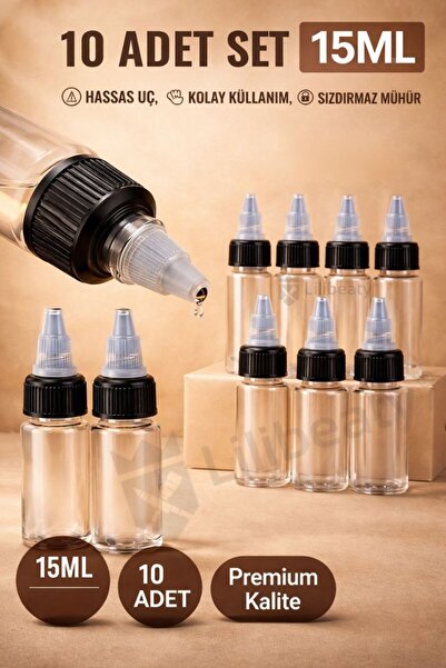 lilibeaty 10 Adet 15 ml Damlalıklı Boş Plastik Şişe Sızdırmaz Çevirmeli Kapak...