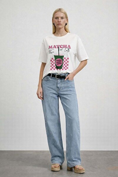 ibeeka Noul sezon, culoare albă, ceai matcha, design detaliat imprimat tricou...