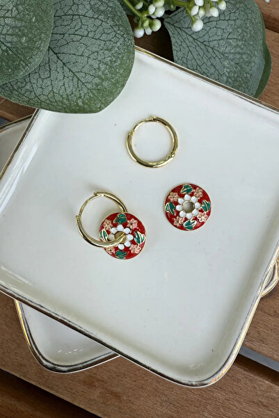 AURA ATELIER 14K Altın Kaplama Isa Bella Renkli Çiçek Desenli, Seramik Desenl...