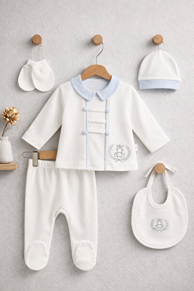 Laria Classic Baby Boy 5-Piece Hospital Discharge Bodysuit Set 100% Cotton - ...