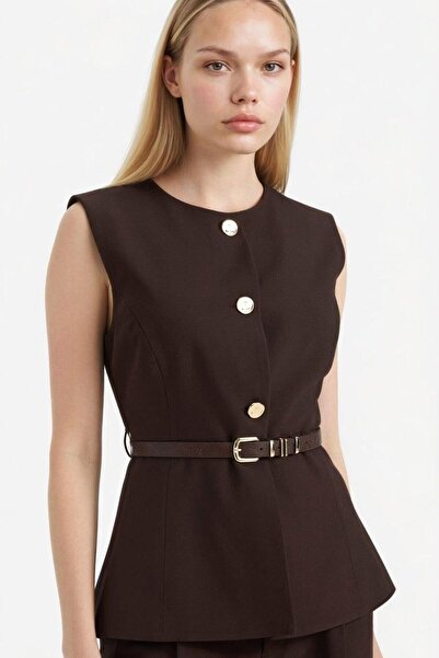 DeFacto Ugrađeno okrugla kragna Prsluk F7293AX26SP