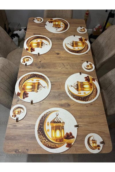 Masalımsı İlmekler فكرة رمضان Dtf مطبوع سوبلا، مفرش طاولة فردي