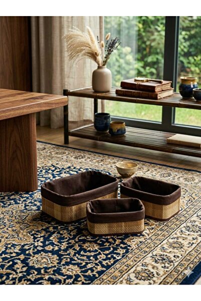 Home Bambus set trostrukih korpa od pruća, višenamenski organizator, pravouga...