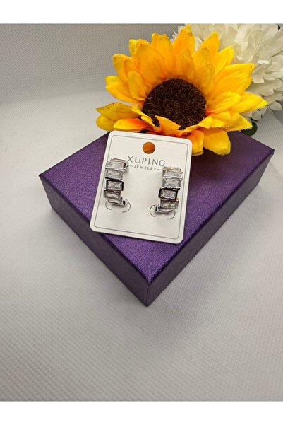 XUPING JEWELRY Zircon Stone Sira Baguette Stone Ring Steel Earrings