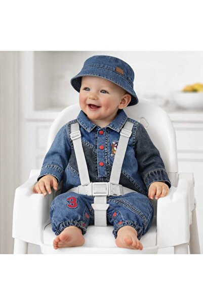 CROCODAYS Unisex Kids Baby Jeans Overalls with Embroidered Hat (3/6/9/12) Months
