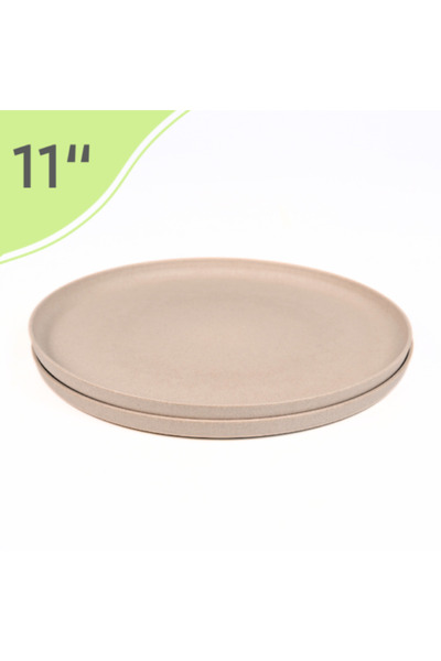REuse 11 inch Reusable Round Plate | 1 piece | Coffee Husk | Sand Castle White