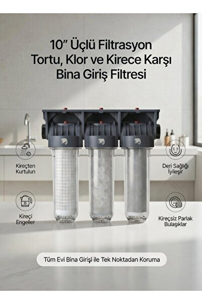Softhydra 10” Ana Hat Su Filtresi – Tortu, Klor ve Kireç Önleyici / Bina Giri...