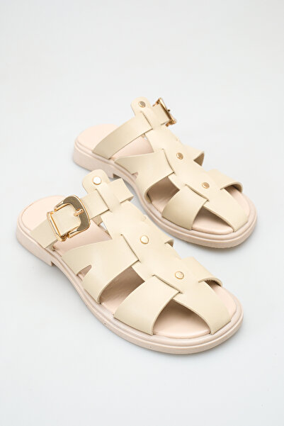 meyra'nın ayakkabıları Women's Skin Skin Buckle Detail Flat Sole Slipper