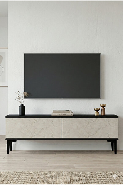 YUMEDİ DESİGN TSA1299AT - DİDEMA TV STAND , TV SEHPASI 120CM ANTRASİT-TRAVERTEN