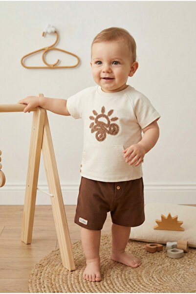 Caramell 100% Cotton Baby Boy Set Embossed Sun Patterned Summer Collection (6...