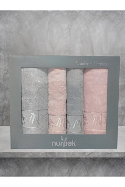 Nurpak Bamboo 4-Piece Boxed Bathroom Set 2 Pieces 50X90 and 2 Pieces 90X150 c...