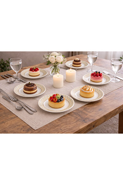 ikka Set 6 Farfurii Desert Opal Ikkat 19 cm – Design Modern Inspirat Ikat, El...