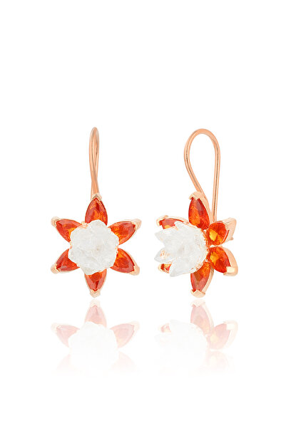 Zanaatsilver 925 Ayar Gümüş Lotus Nilüfer Çiçeği Rose Mengeç Küpe