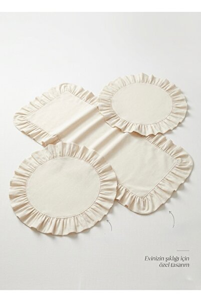 Doğa teks home 3 lü Ham keten Sofra seti Doğal pamuklu Keten (2 adet supla 1 ...