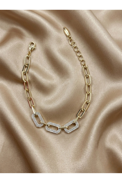 Xuping 14K Gold Kararmaz Dikdörtgen Taşlı Bileklik