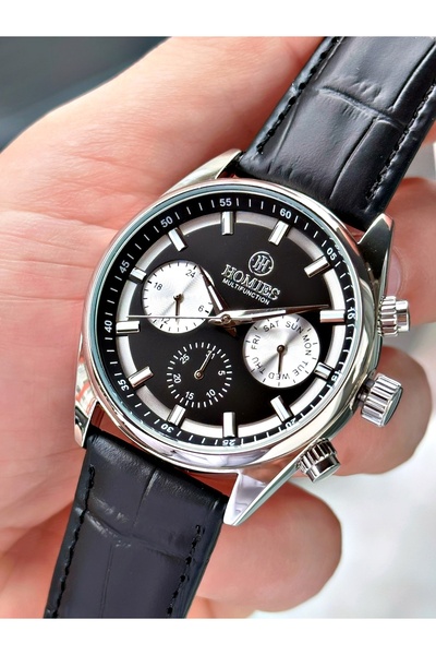 Homies ساعة يد رجالية كلاسيكية أصلية باللون الأسود جلد كوردون + سوار