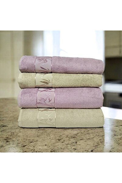 Nurpak Bamboo 4-Piece Boxed Bathroom Set 2 Pieces 50X90 and 2 Pieces 90X150 c...