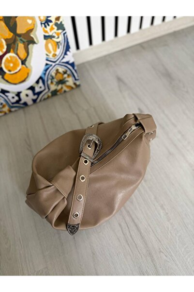 Nevalia Kadın Vizon Soft Deri Omuz Çantası-Büyük Hacimli Metal Tokalı Günlük ...