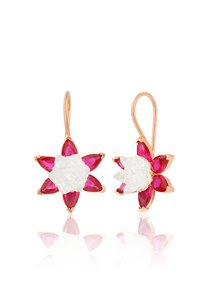 Zanaatsilver 925 Ayar Gümüş Lotus Nilüfer Çiçeği Rose Mengeç Küpe