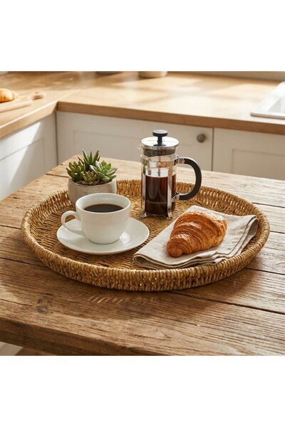 BONOVE Wicker Look Decorative Serving Tray, Multi-Purpose Organizer for Kitch...