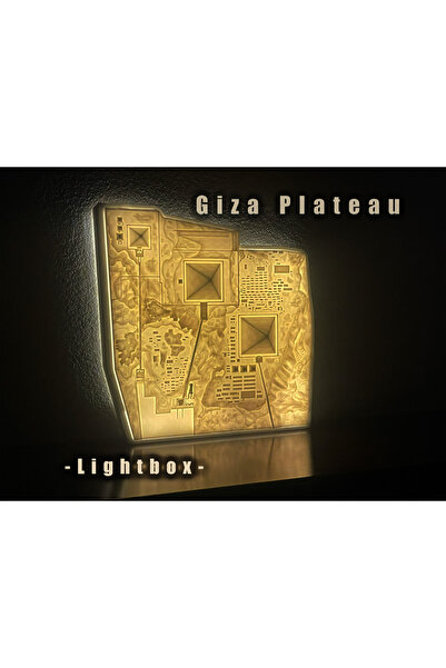 TR Giza Plato Piramit Haritası Işıklı Dekoratif Tablo – 3D Kabartmalı LED Lig...
