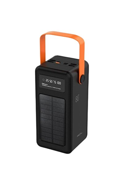 AyrStore Güneş Enerjili Solar Powerbank 80.000 mAh Dijital Göstergeli El Fene...
