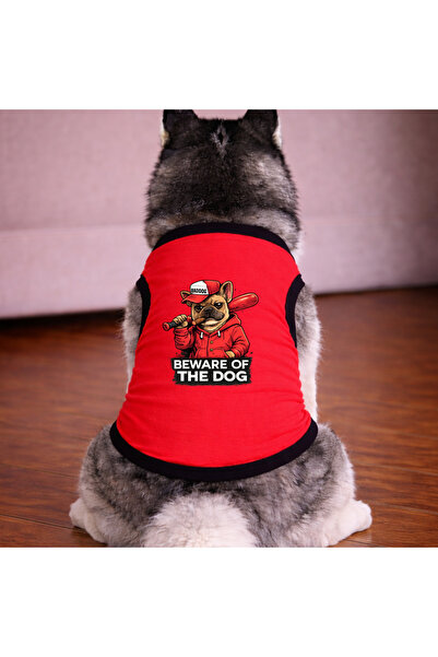 petite pati قميص أحمر اللون للكلاب من نوع Beware Dog (100% قطن ممشط قطن٪) للس...