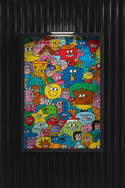 VERONİCA LİNE Doodle Dünyası - Renkli Karakterler Çocuk Odası Tablo