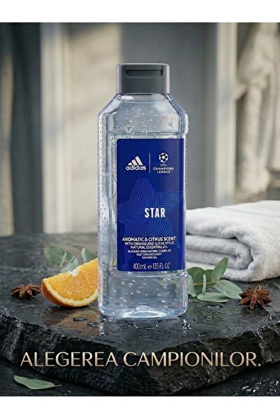 adidas Star Shower Gel - Aromatic & Citrus, with Essential Oils and Hyaluroni...