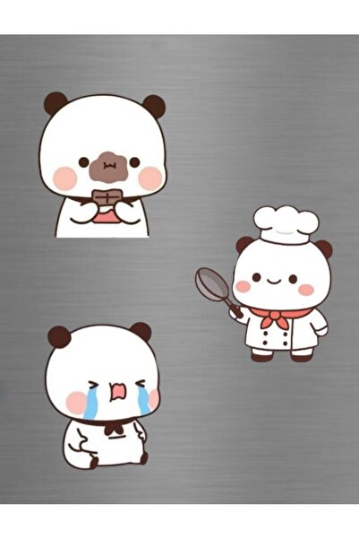 ADA 3D Çikolata Yiyen Ağlayan Şef Aşçı Dudu Bubu Panda Seti Sevgili Hediye Bu...