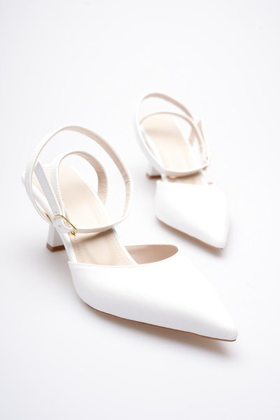 Generic Brand White Color Patent Leather Heeled Women's Shoes Tr03Ms02B