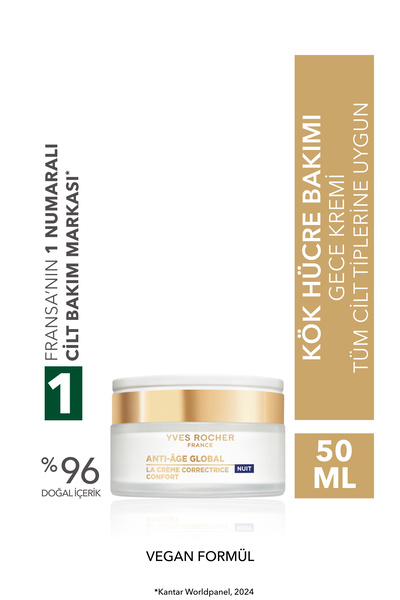Yves Rocher Gece Kremi-Shea&E Vitamini- Yaşlanma Karşıtı Bitki Kök Hücre Bakı...