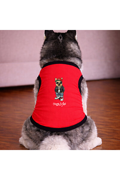 petite pati Red Thug Life Dog Tshirt Dog Outfit (100% Cotton Combed Cotton) S...