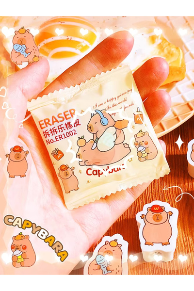 ÖZ OFİS Capybara Kapibara Kawaii Sürpriz 3D Silgi - Paketli - Tekli