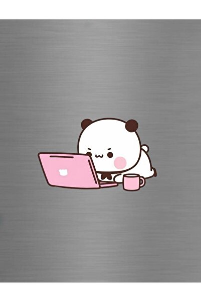 ADA 3D Bilgisayar Kullanan Çalışan Ofis Modu Bubu Dudu Panda Ayıcık Süsü Buzd...