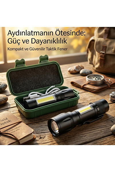 EVİST Küçük Dev! Şarjlı Mini Taktik El Feneri - Yan COB Ledli, Mıknatıslı ve ...