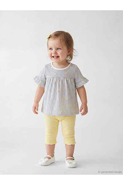 LC Waikiki Lcw baby purple striped baby girl blouse and leggings