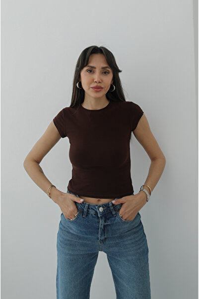 Havoş Brown Raye Short Sleeve Basic Blouse