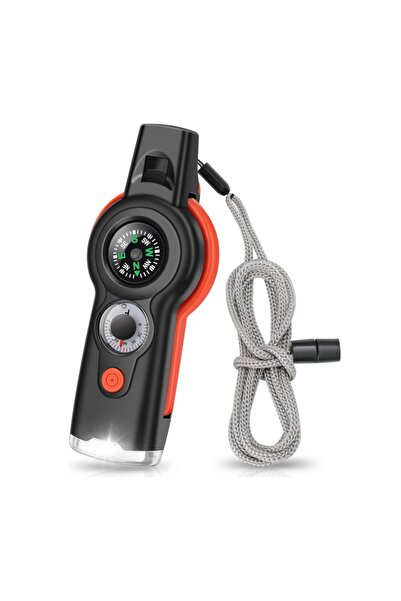 VERK Powerful survival whistle with flashlight, compass, thermometer, mirror ...