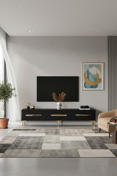 zetuna home TSA1806AG - TSA180 TV STAND, TV SEHPASI ve TV ÜNİTESİ ANTRASİT-GO...