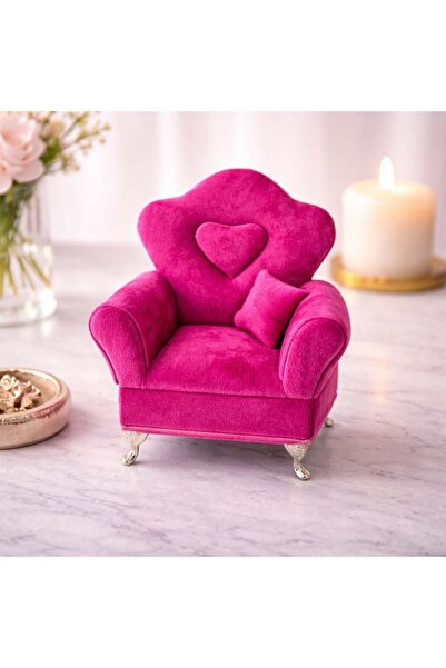 velve Υποστήριξη bijuterii elegant in forma de fotoliu fucsia, 20x16cm